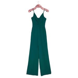 Dress the Population Emmet Crepe Jumpsuit Pine Green Wide Leg S